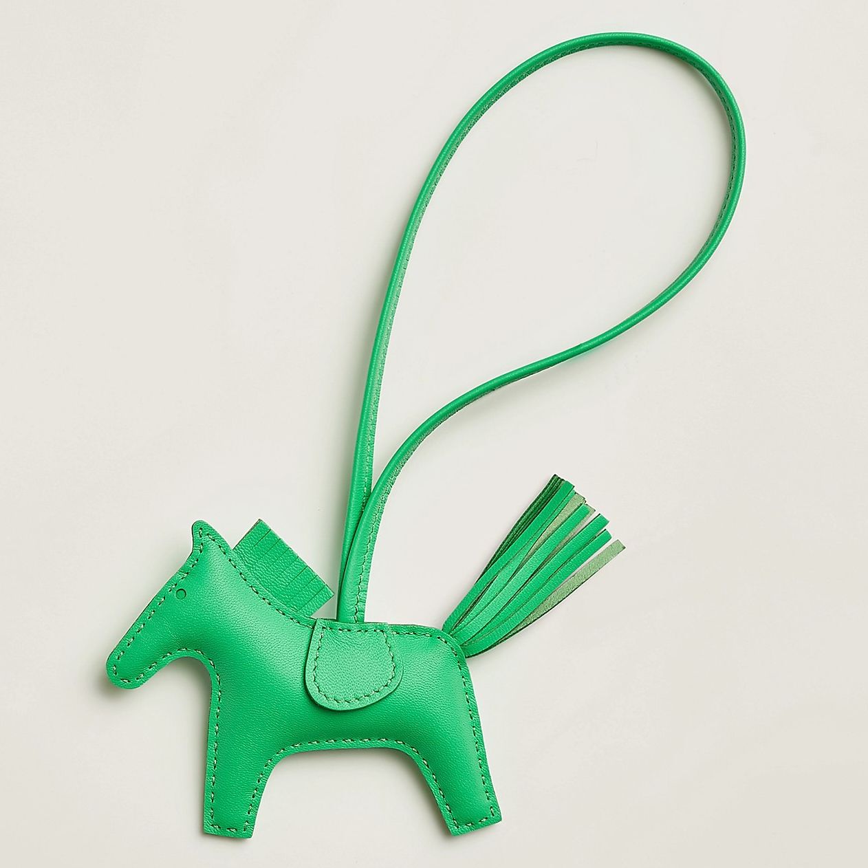 Hermes Rodeo PM Bag Charm in Vert Comics Lambskin