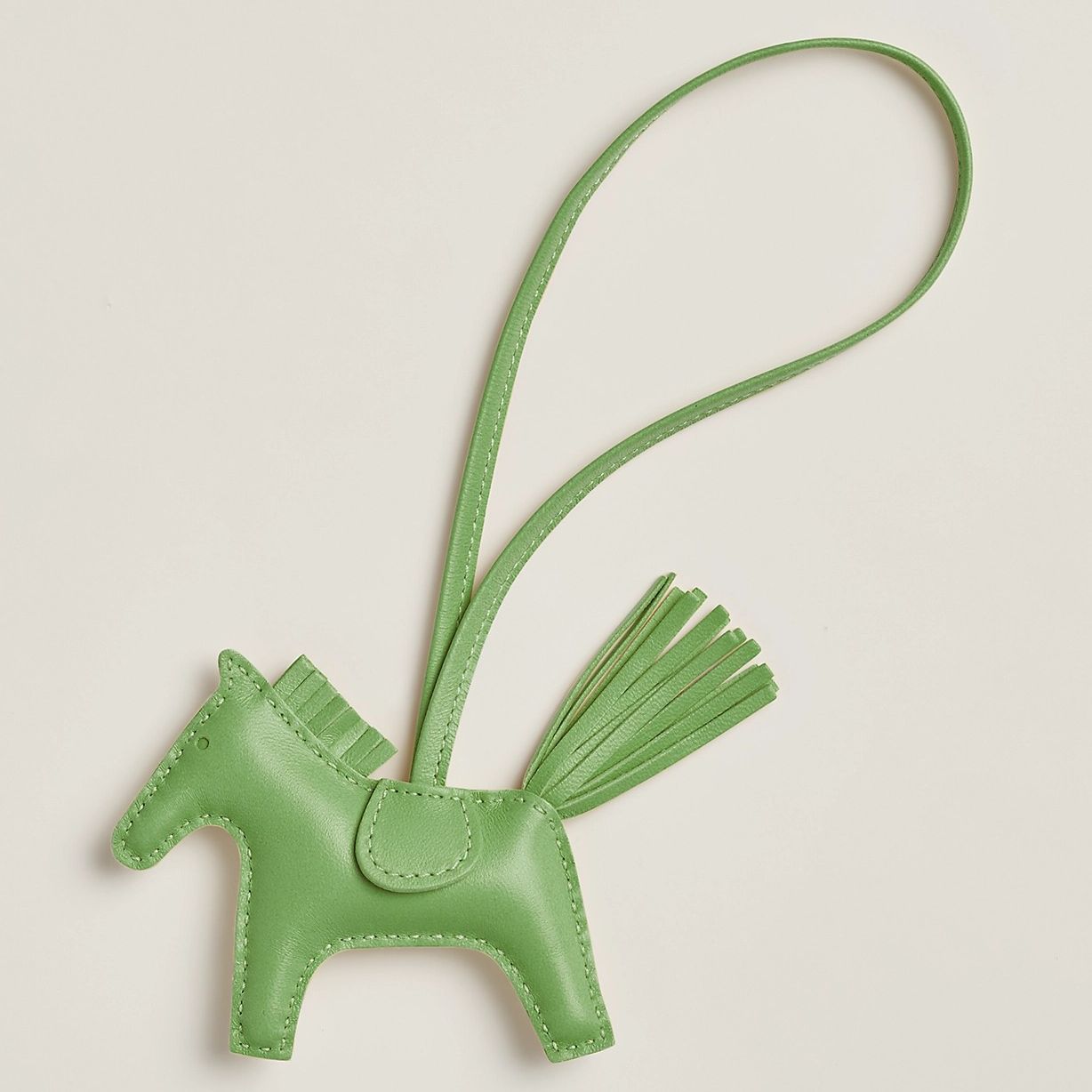 Hermes Rodeo PM Bag Charm in Vert Cypres Lambskin