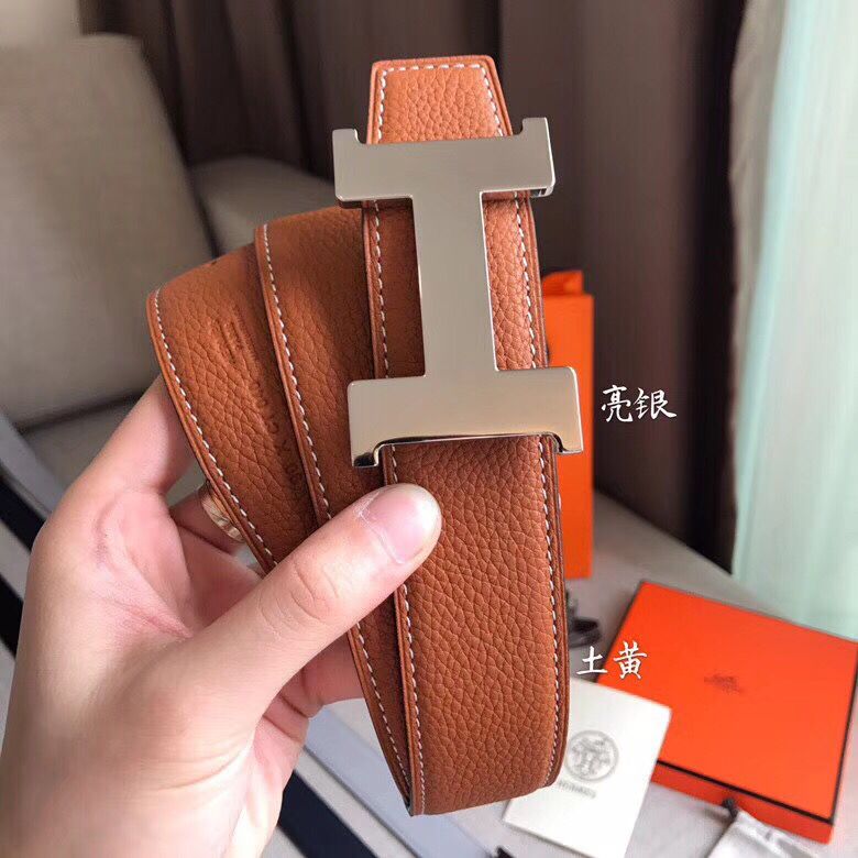 Hermes Constance Belt Buckle & Brown Clemence 38 MM Strap - Image 7