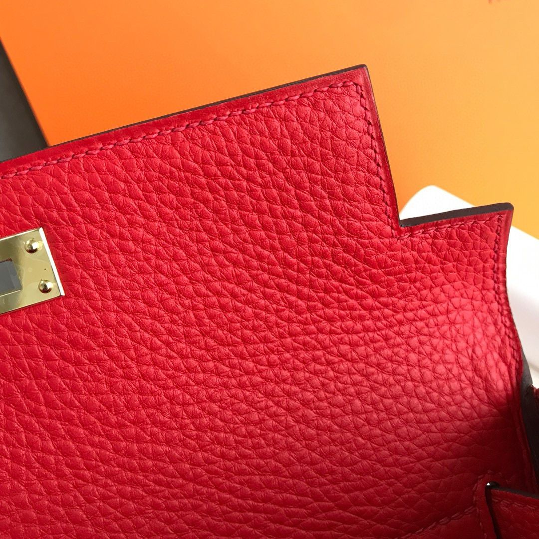 Hermes Kelly Ado Backpack in Red Clemence Leather - Image 6