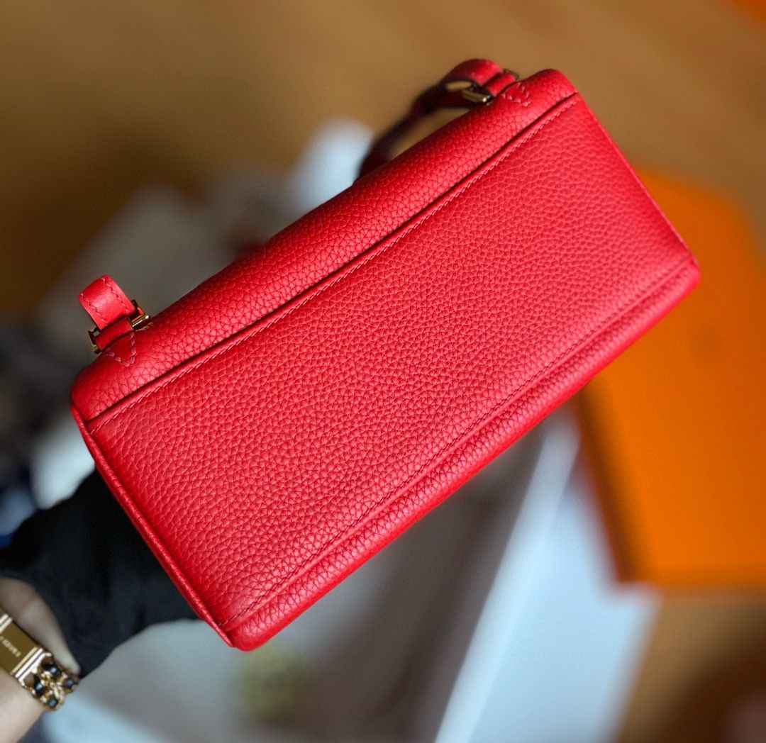 Hermes Kelly Ado Backpack in Red Clemence Leather - Image 10