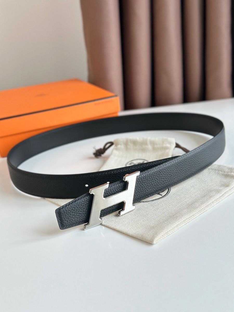 Hermes H Speed Reversible Belt 32MM in Black Clemence Leather - Image 4
