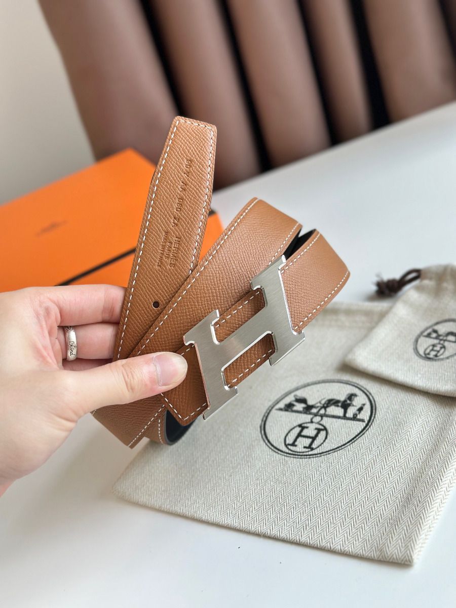 Hermes H Speed Reversible Belt 32MM in Gold Epsom Calfskin - Image 5