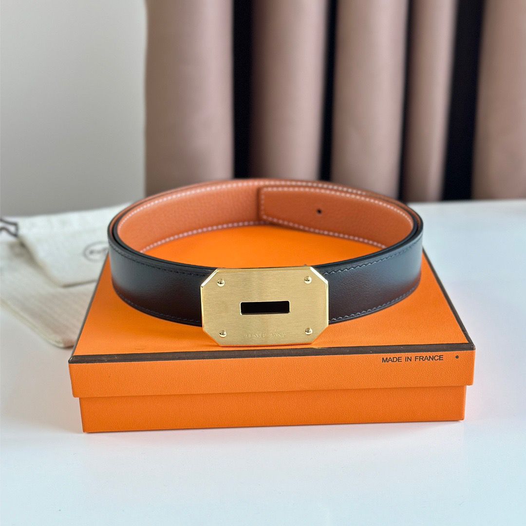 Hermes Neo Reversible Belt 32MM in Gold Clemence Leather - Image 3