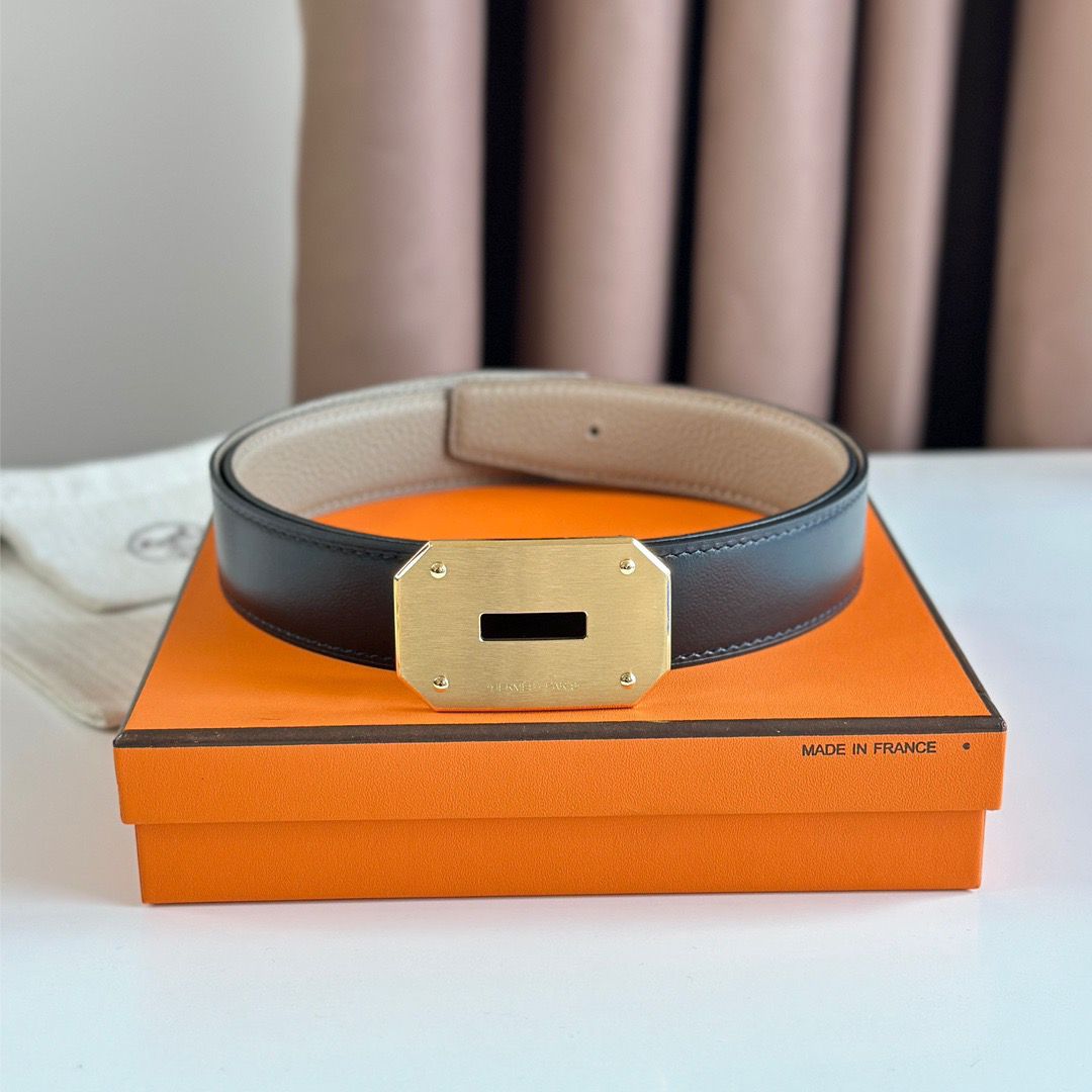 Hermes Neo Reversible Belt 32MM in Trench Clemence Leather - Image 3