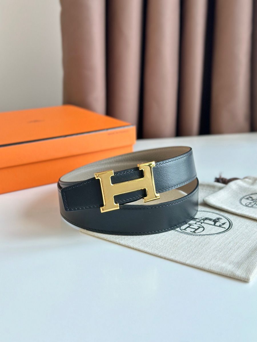 Hermes H Reversible Belt 32MM in Black Clemence Leather - Image 3