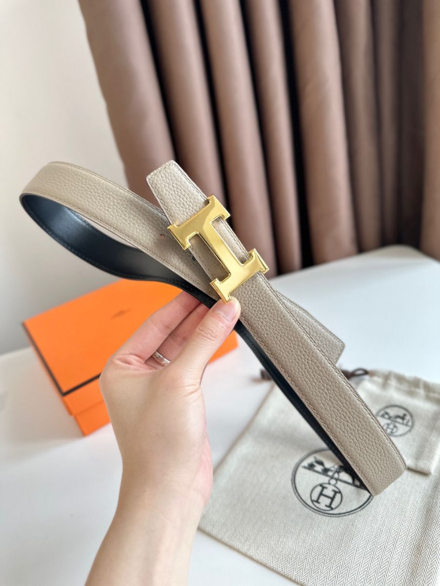 Hermes H Reversible Belt 32MM in Black Clemence Leather - Image 4