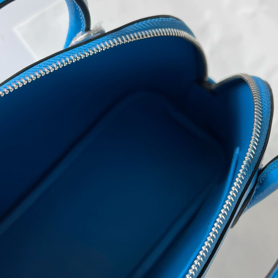 Hermes Bolide 1923 Mini Handmade Bag In Blue Frida Chevre Mysore Leather - Image 9