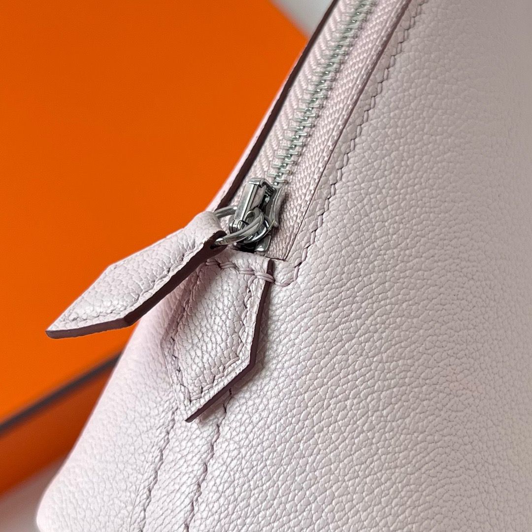 Hermes Bolide 1923 Mini Handmade Bag In Mauve Pale Chevre Mysore Leather - Image 6