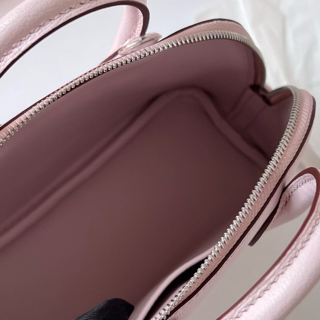 Hermes Bolide 1923 Mini Handmade Bag In Mauve Pale Chevre Mysore Leather - Image 10