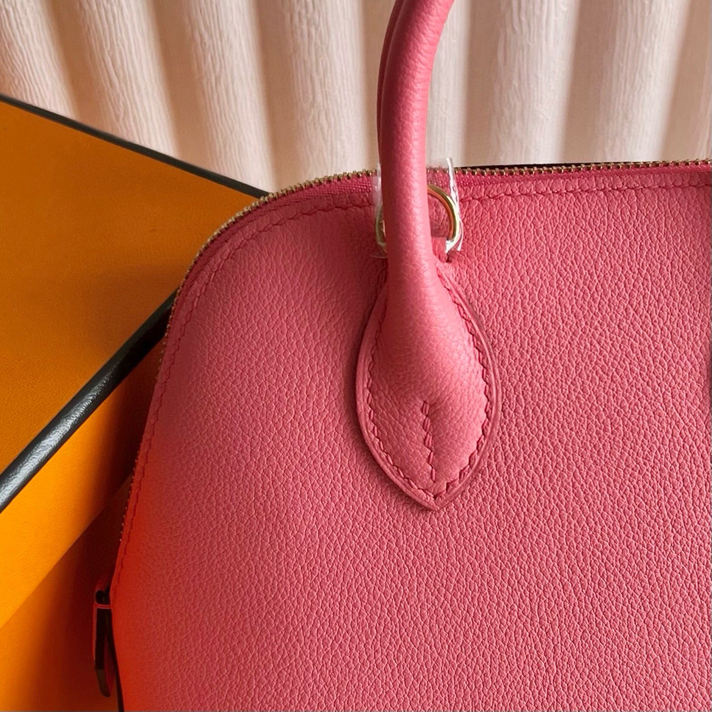 Hermes Bolide 1923 Mini Handmade Bag in Rose Azalee Chevre Mysore Goatskin - Image 3
