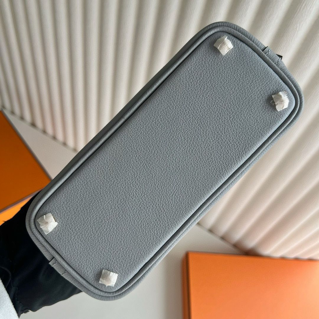 Hermes Bolide 1923 Mini Handmade Bag in Blue Glacier Evercolor Calfskin - Image 9