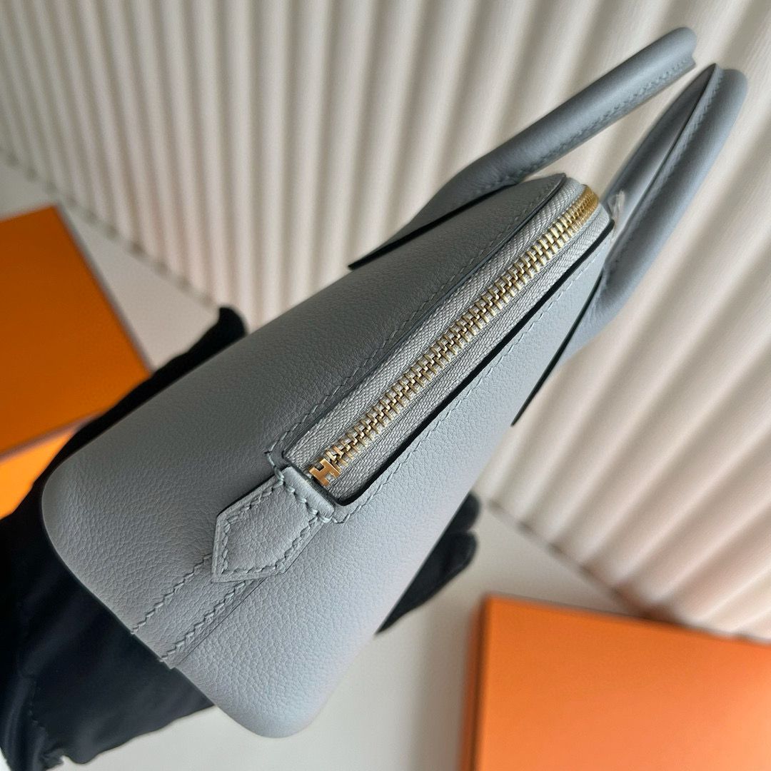 Hermes Bolide 1923 Mini Handmade Bag in Blue Glacier Evercolor Calfskin - Image 10