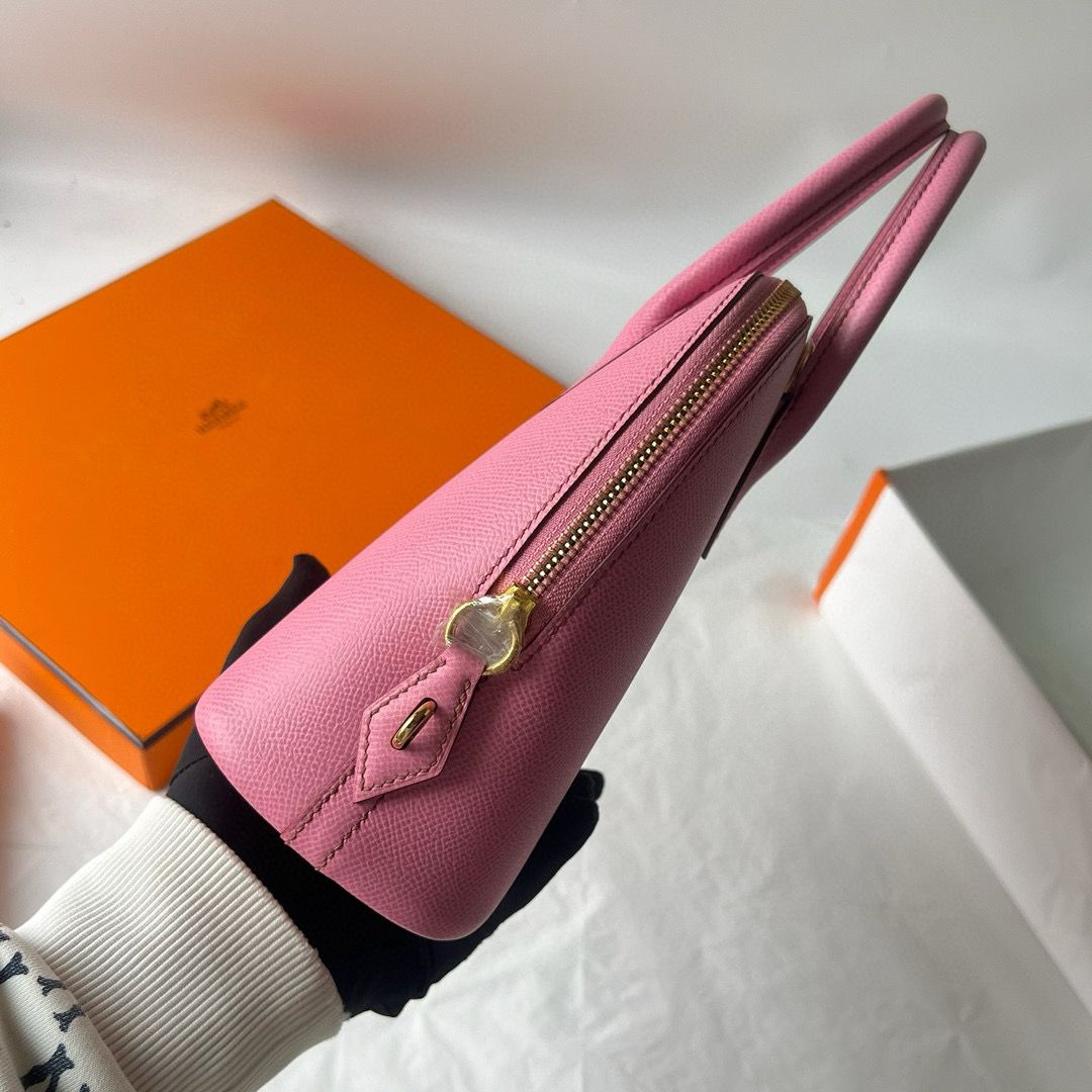 Hermes Bolide 1923 25 Handmade Bag in Rose Sakura Epsom Calfskin - Image 6