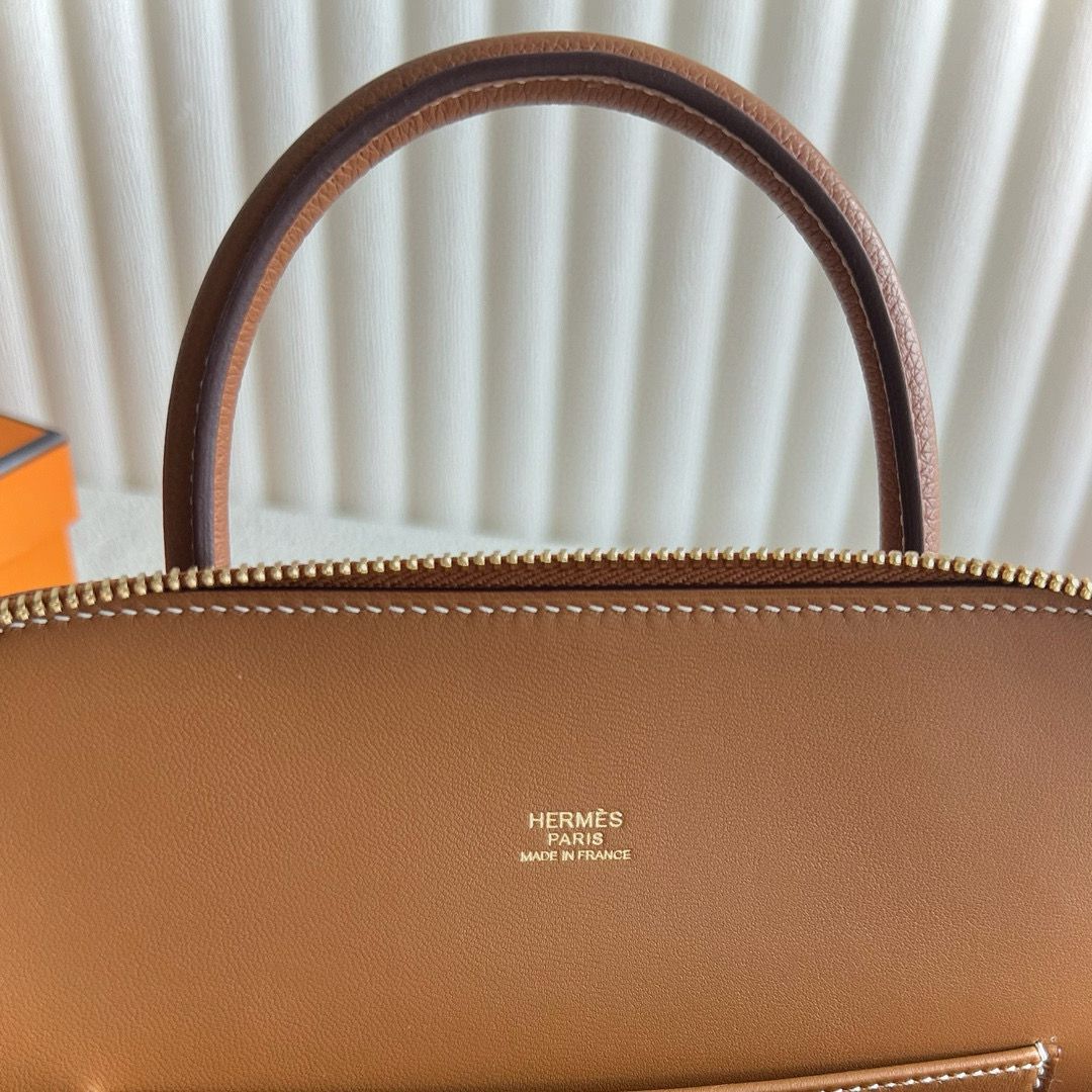 Hermes Bolide 1923 25 Handmade Bag in Gold Evercolor Calfskin - Image 8