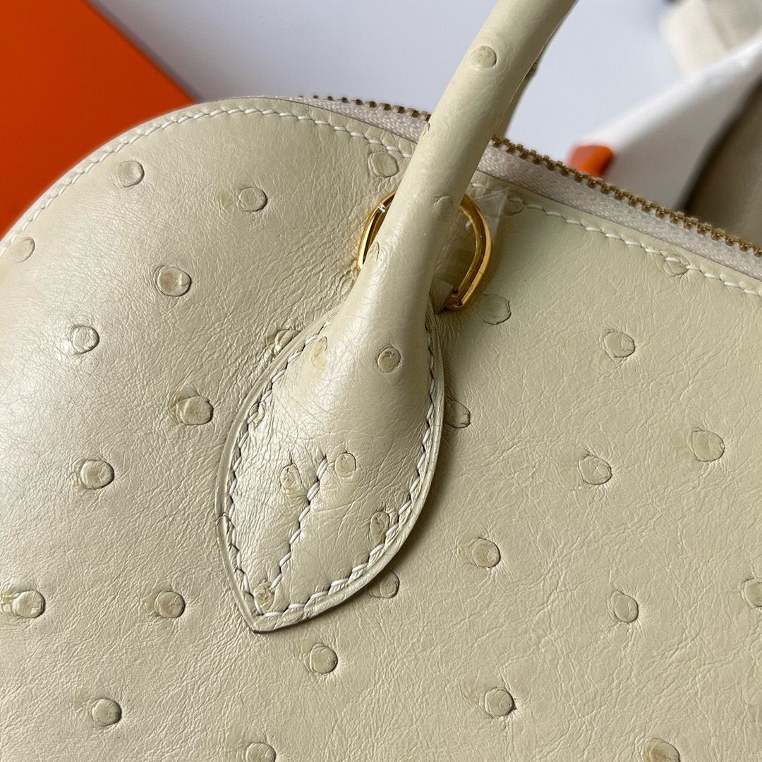 Hermes Bolide 1923 25 Handmade Bag In Parchemin Ostrich Leather - Image 4
