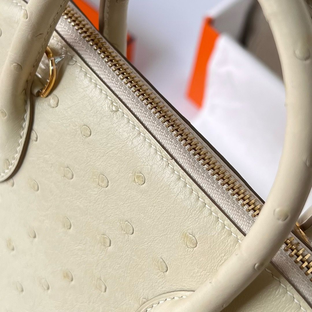 Hermes Bolide 1923 25 Handmade Bag In Parchemin Ostrich Leather - Image 6
