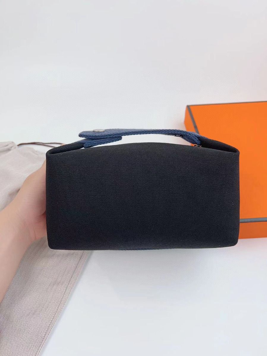 Hermes Bride-a-Brac Large Case in Black Canvas with Zigzag Motifs - Image 3