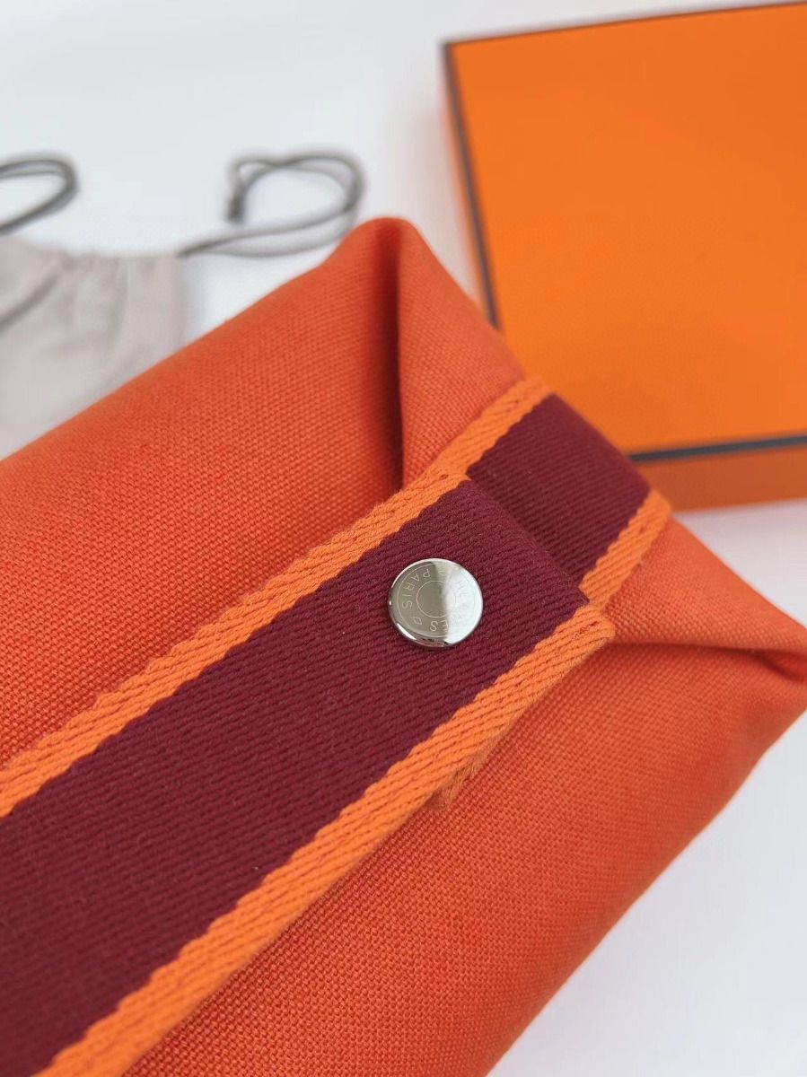 Hermes Bride-a-Brac Large Case in Orange Canvas - Image 6