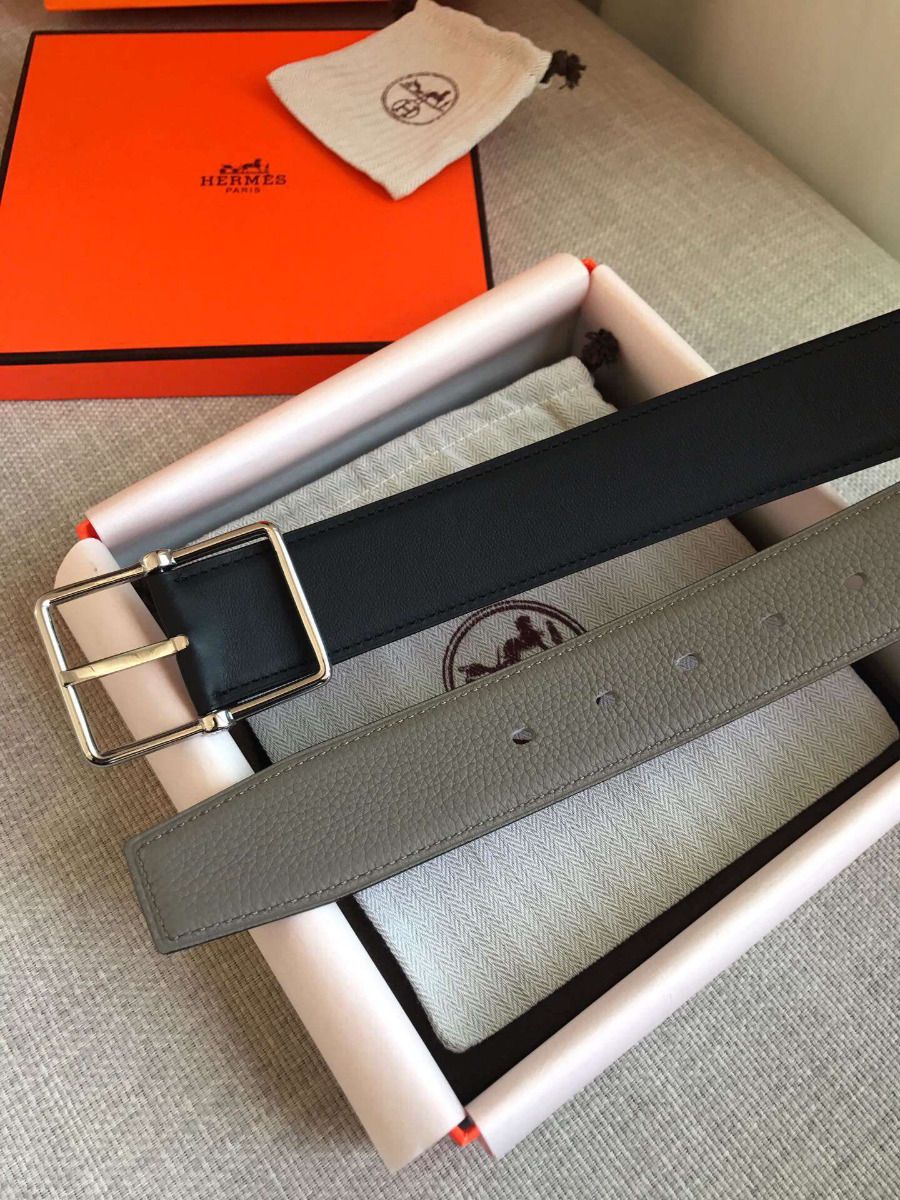 Hermes Grey Saddle 38MM Reversible Belt - Image 6