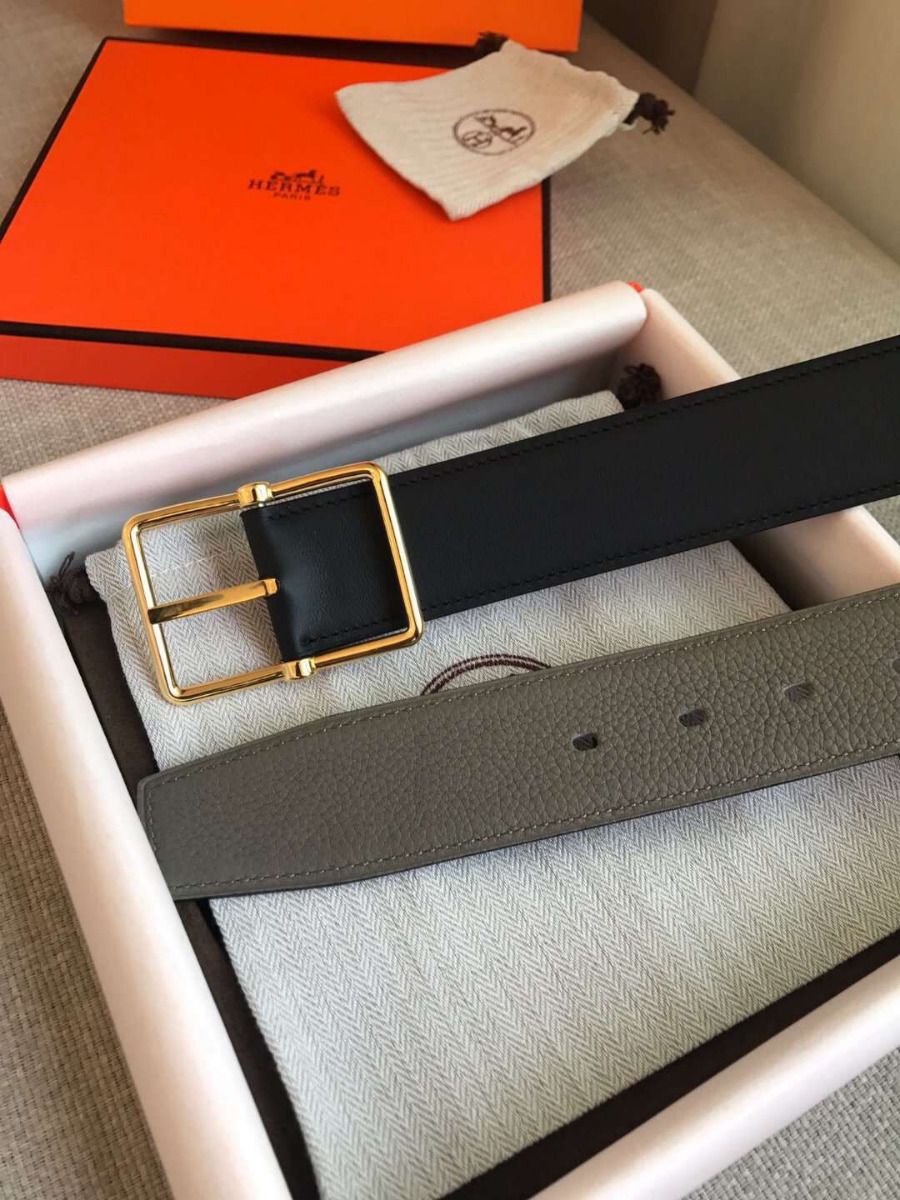 Hermes Grey Saddle 38MM Reversible Belt - Image 7