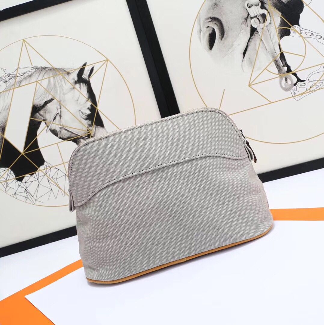 Hermes Medium Bolide Travel Case In Grey Cotton - Image 3