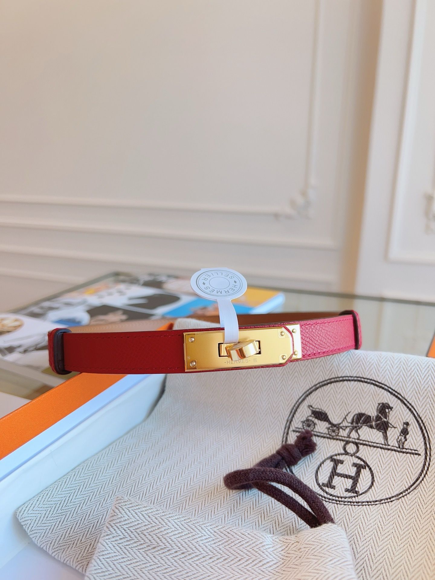 Hermes Kelly 18 Belt in Red Epsom Leather - Image 5