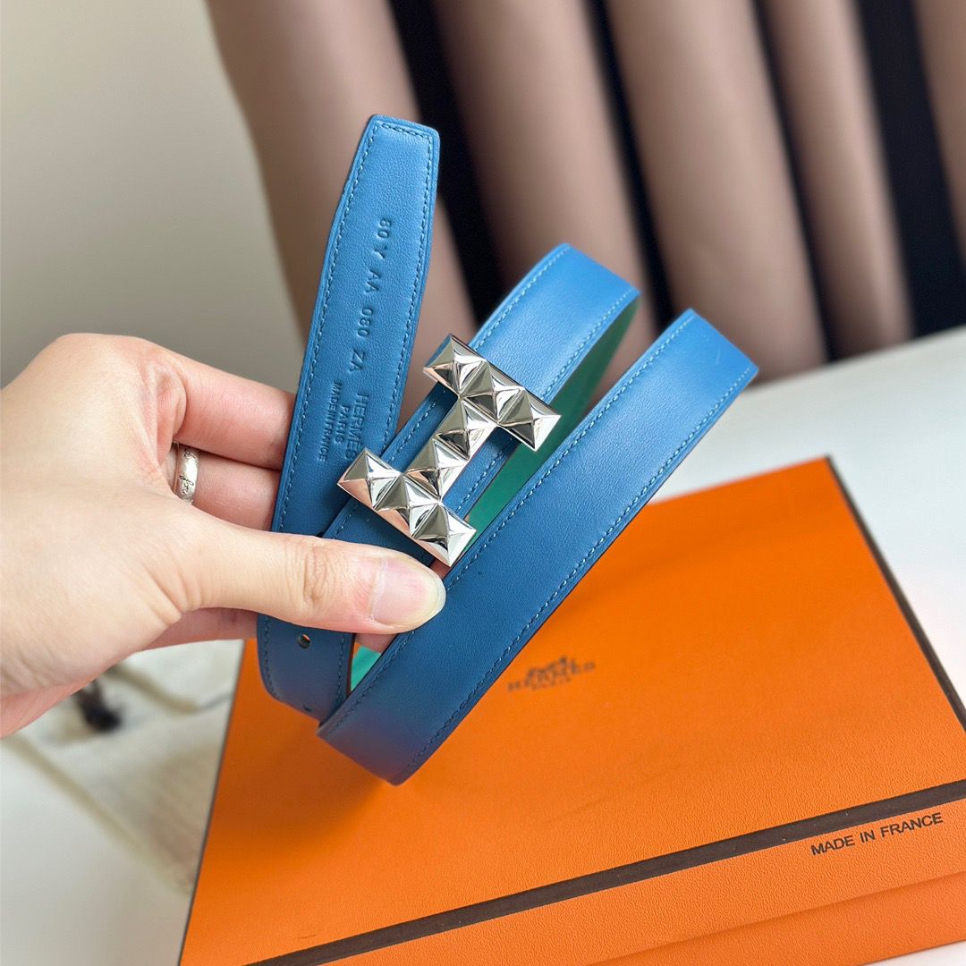 Hermes H Medor Reversible Belt 24MM in Green Epsom Leather - Image 6