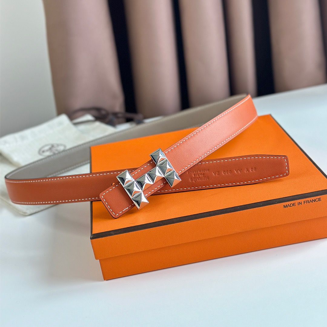 Hermes H Medor Reversible Belt 24MM in Tourterelle Epsom Leather - Image 5