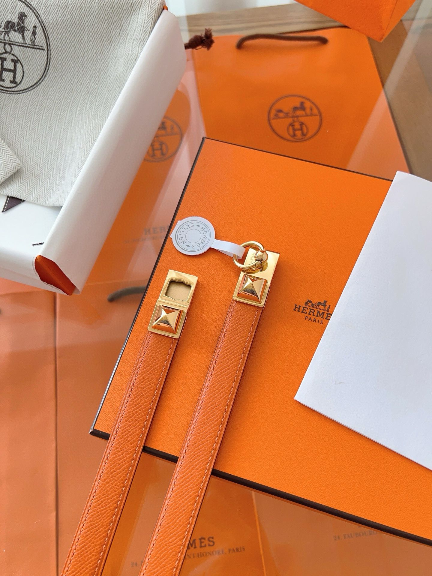 Hermes Rivale 18 Belt in Orange Epsom Calfskin - Image 6