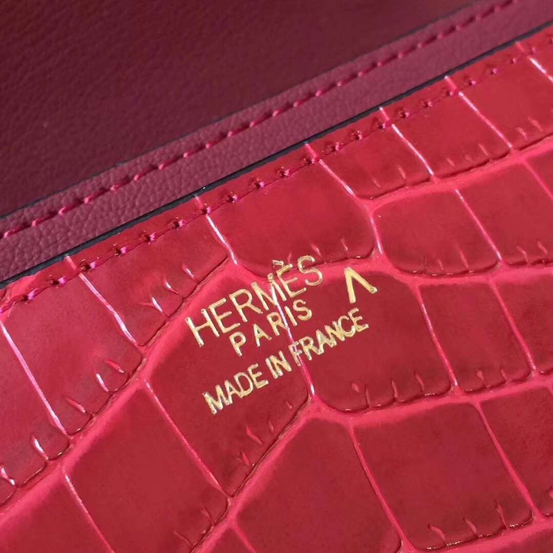 Hermes Red Constance MM 24cm Crocodile Bag - Image 9