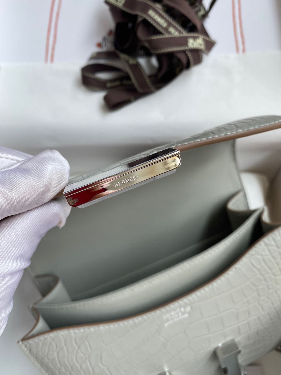 Hermes Constance 18 Handmade Bag In Grey Matte Alligator Leather - Image 10