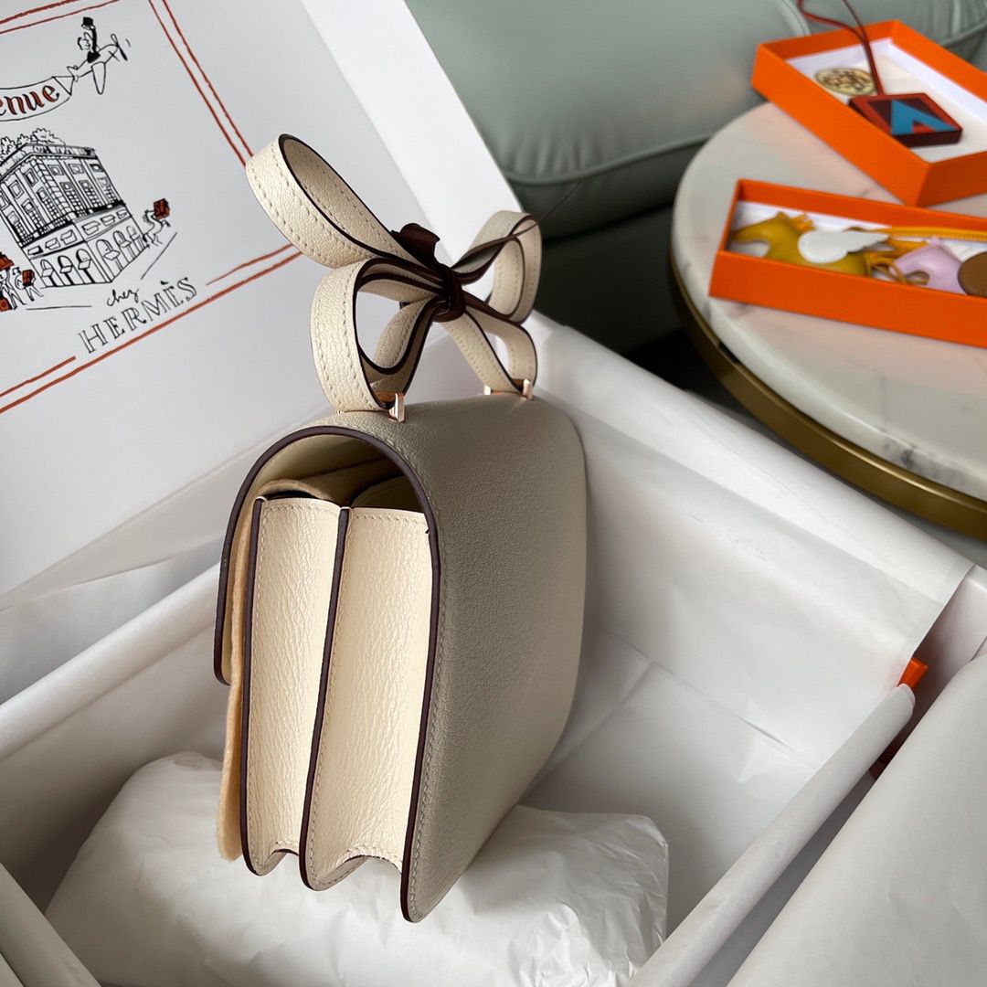 Hermes Constance 18 Handmade Bag In Nata Chevre Mysore Leather - Image 6