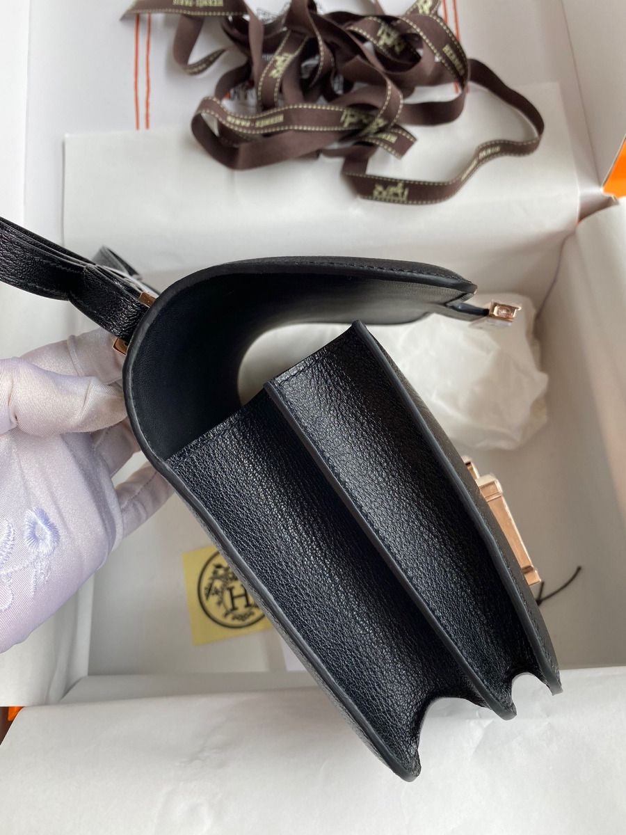 Hermes Constance 18 Handmade Bag In Black Chevre Mysore Leather - Image 6