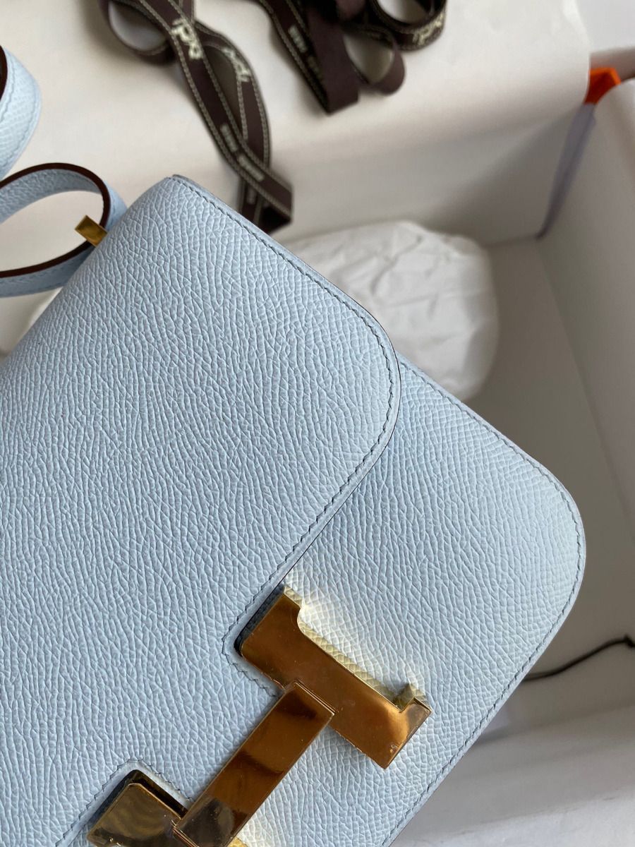 Hermes Constance 18 Handmade Bag In Blue Brume Epsom Calfskin - Image 5