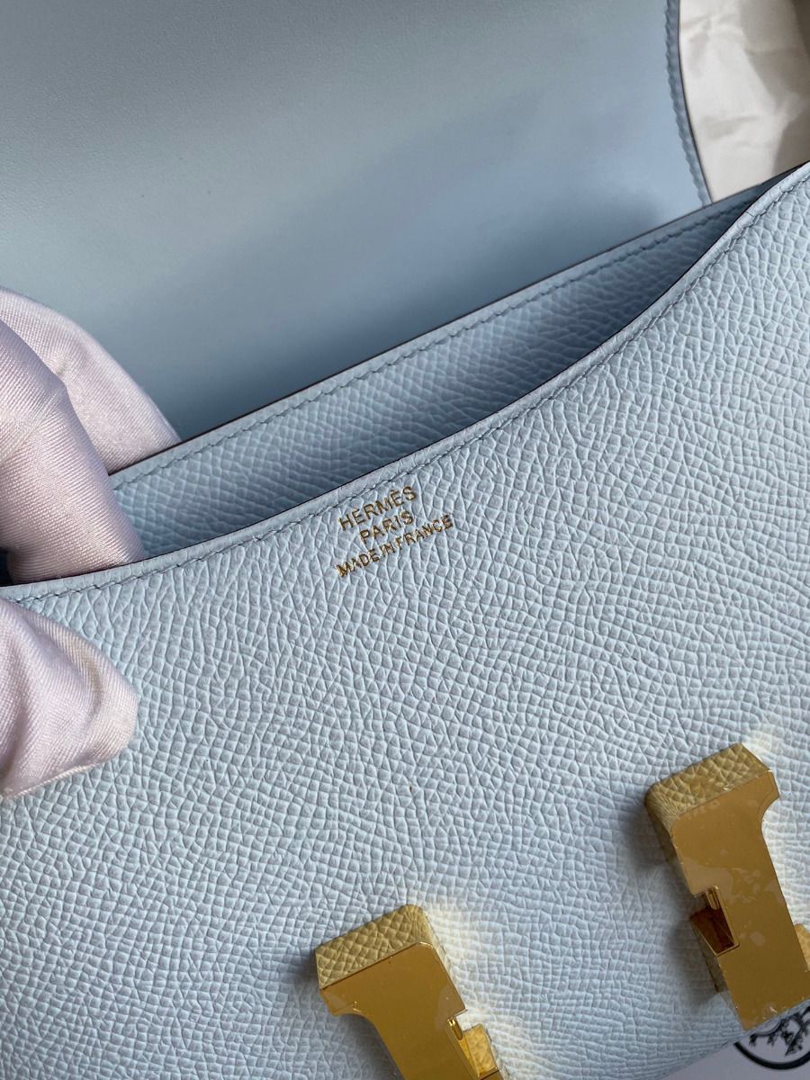 Hermes Constance 18 Handmade Bag In Blue Brume Epsom Calfskin - Image 8