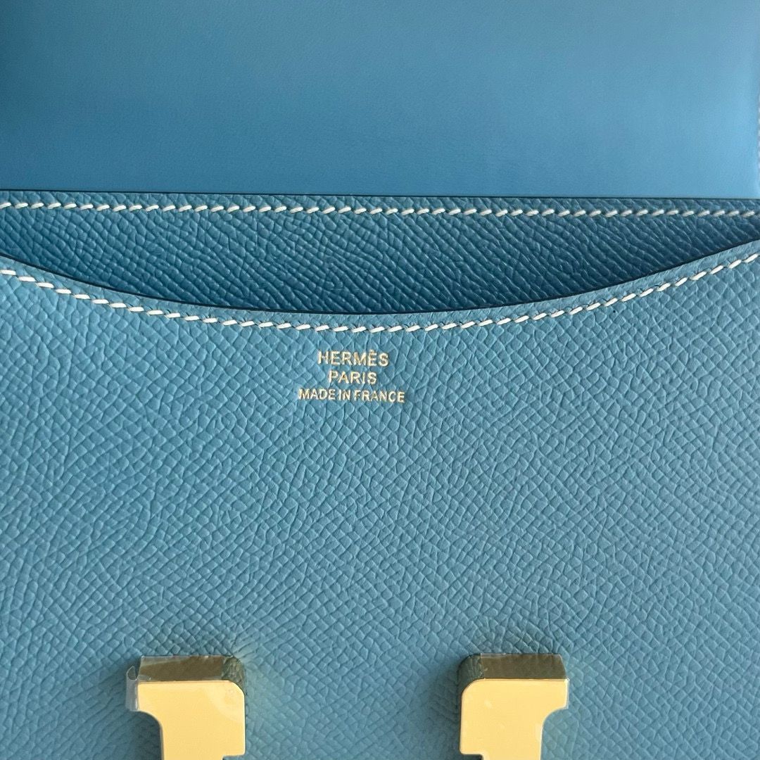 Hermes Constance 18 Handmade Bag in Blue Jean Epsom Calfskin - Image 6