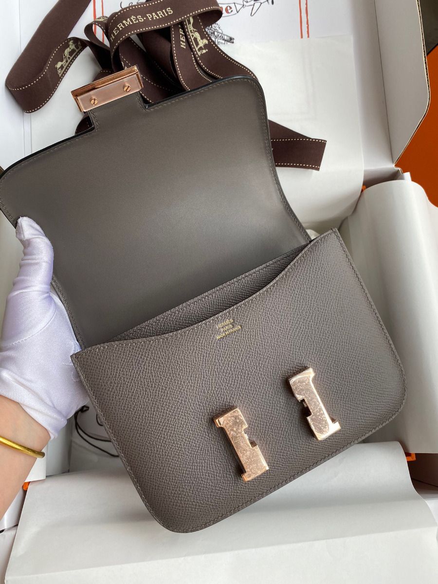 Hermes Constance 18 Handmade Bag In Etain Epsom Calfskin - Image 7