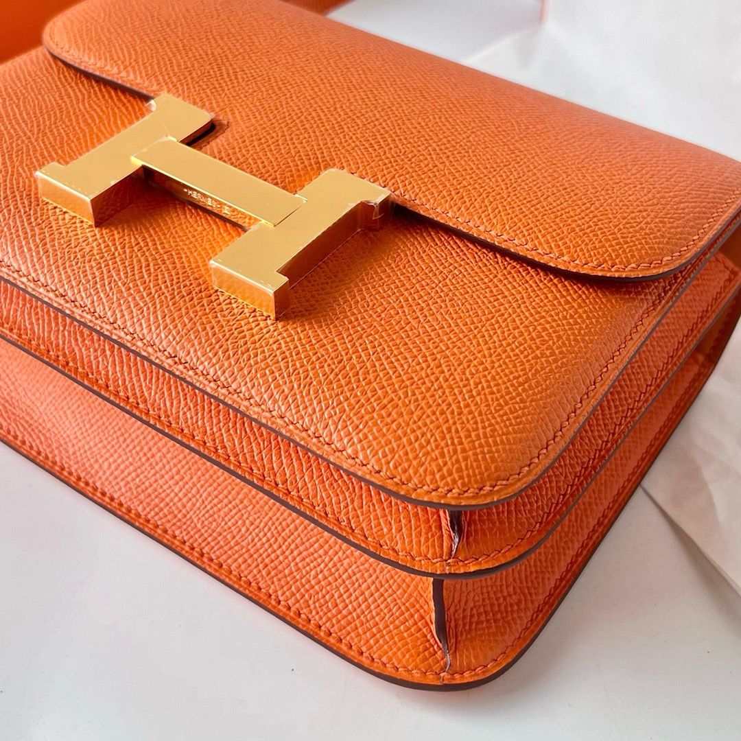 Hermes Constance 18 Handmade Bag In Orange Epsom Calfskin - Image 5