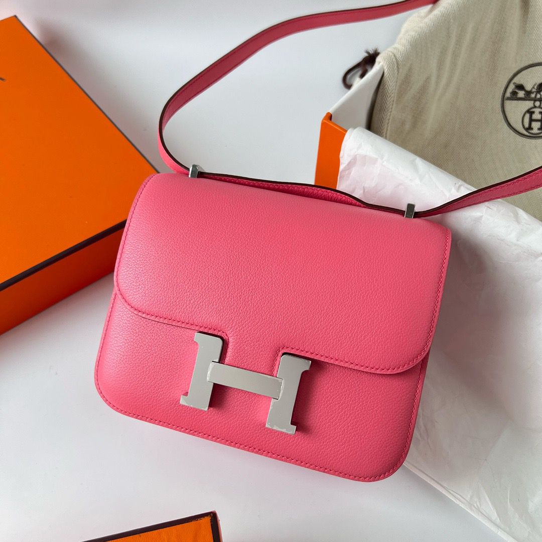 Hermes Constance 18 Handmade Bag In Rose Lipstick Evercolor Calfskin - Image 3