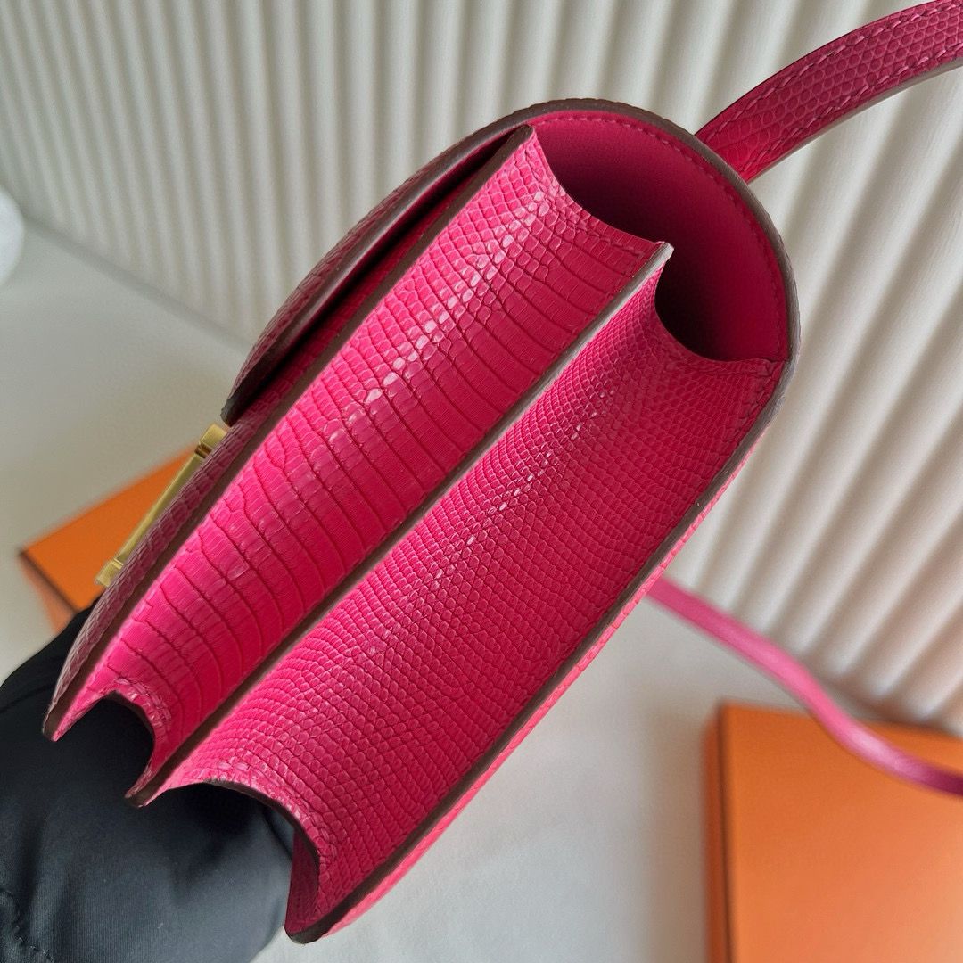 Hermes Constance 18 Handmade Bag in Fushsia Lizard Leather - Image 5