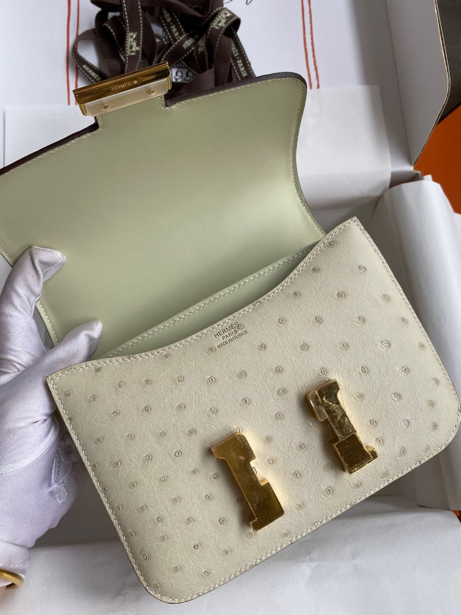 Hermes Constance 18 Handmade Bag In Parchemin Ostrich Leather - Image 6