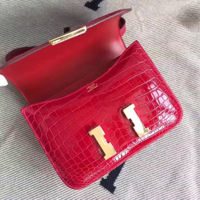 Hermes Constance 24 Handmade Bag In Braise Niloticus Crocodile - Image 9