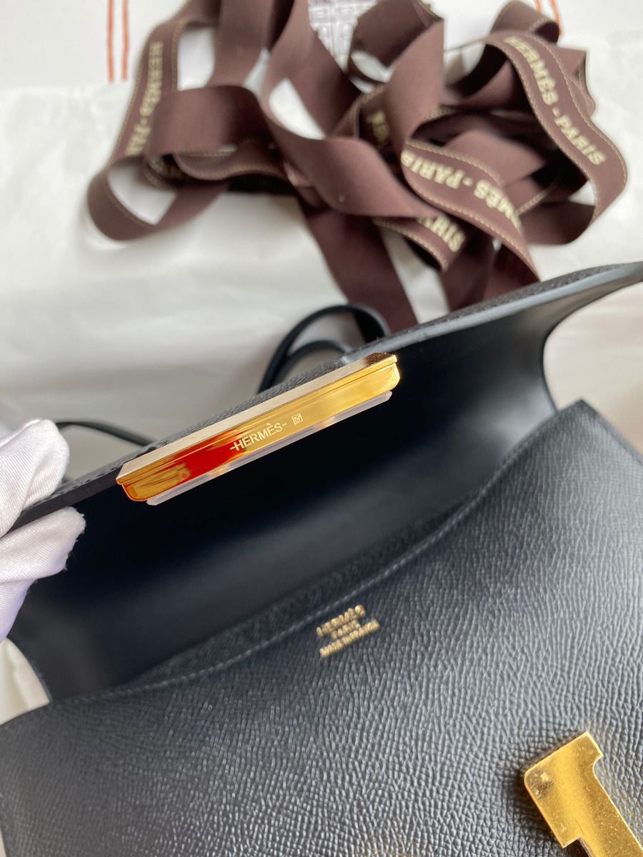 Hermes Constance 24 Handmade Bag In Black Epsom Calfskin - Image 10