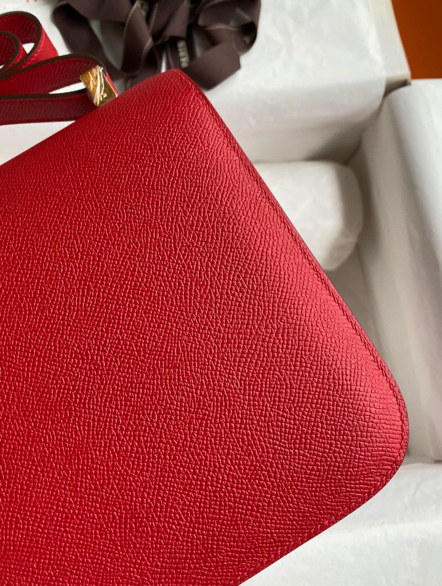 Hermes Constance 24 Handmade Bag In Red Epsom Calfskin - Image 6
