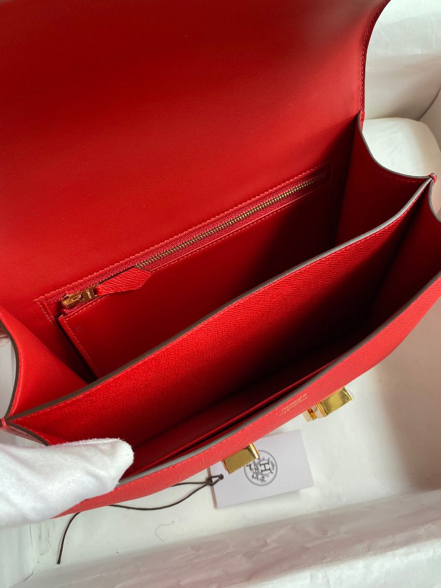 Hermes Constance 24 Handmade Bag In Red Epsom Calfskin - Image 9