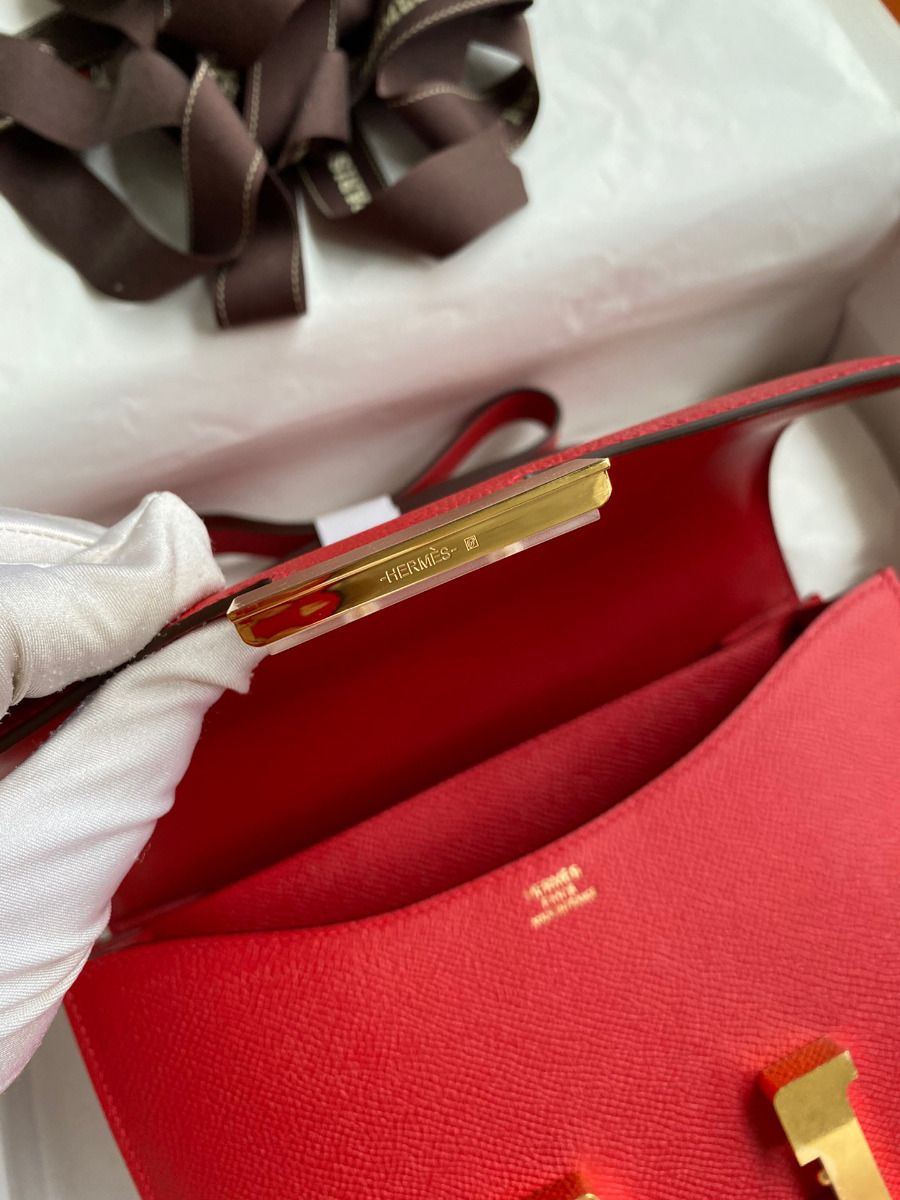 Hermes Constance 24 Handmade Bag In Red Epsom Calfskin - Image 10