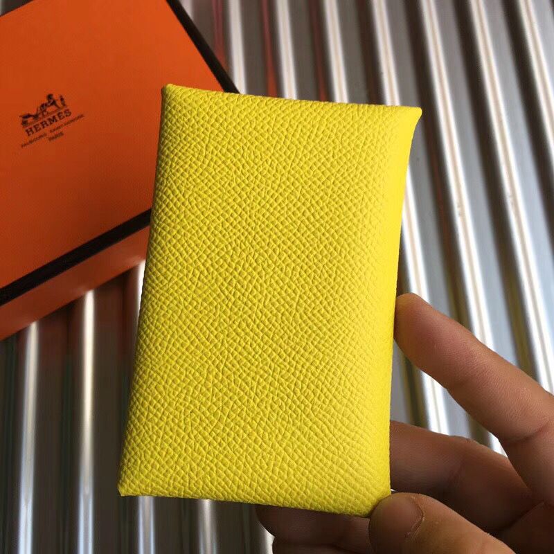 Hermes Calvi Card Holder In Yellow Epsom Leather - Image 7