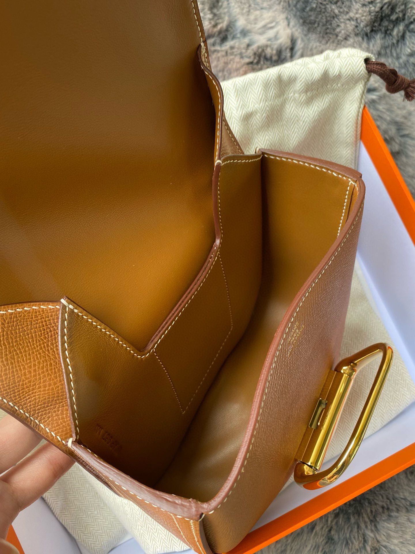 Hermes Della Cavalleria II Mini Bag in Gold Epsom Calfskin - Image 9