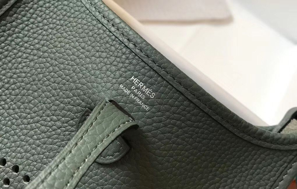 Hermes Evelyne III TPM Bag In Vert Amande Clemence Leather - Image 7